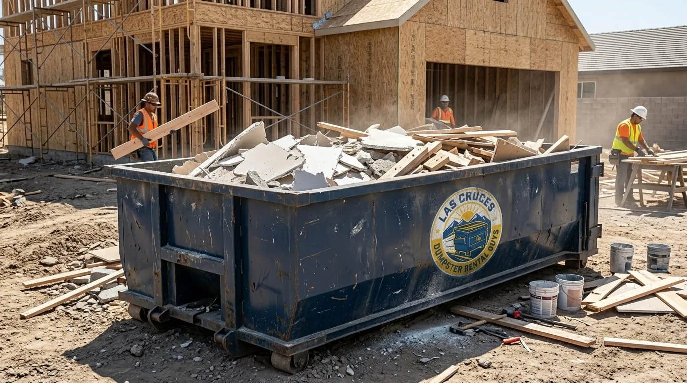 30 yard dumpster being delivered to a Las Cruces NM construction site