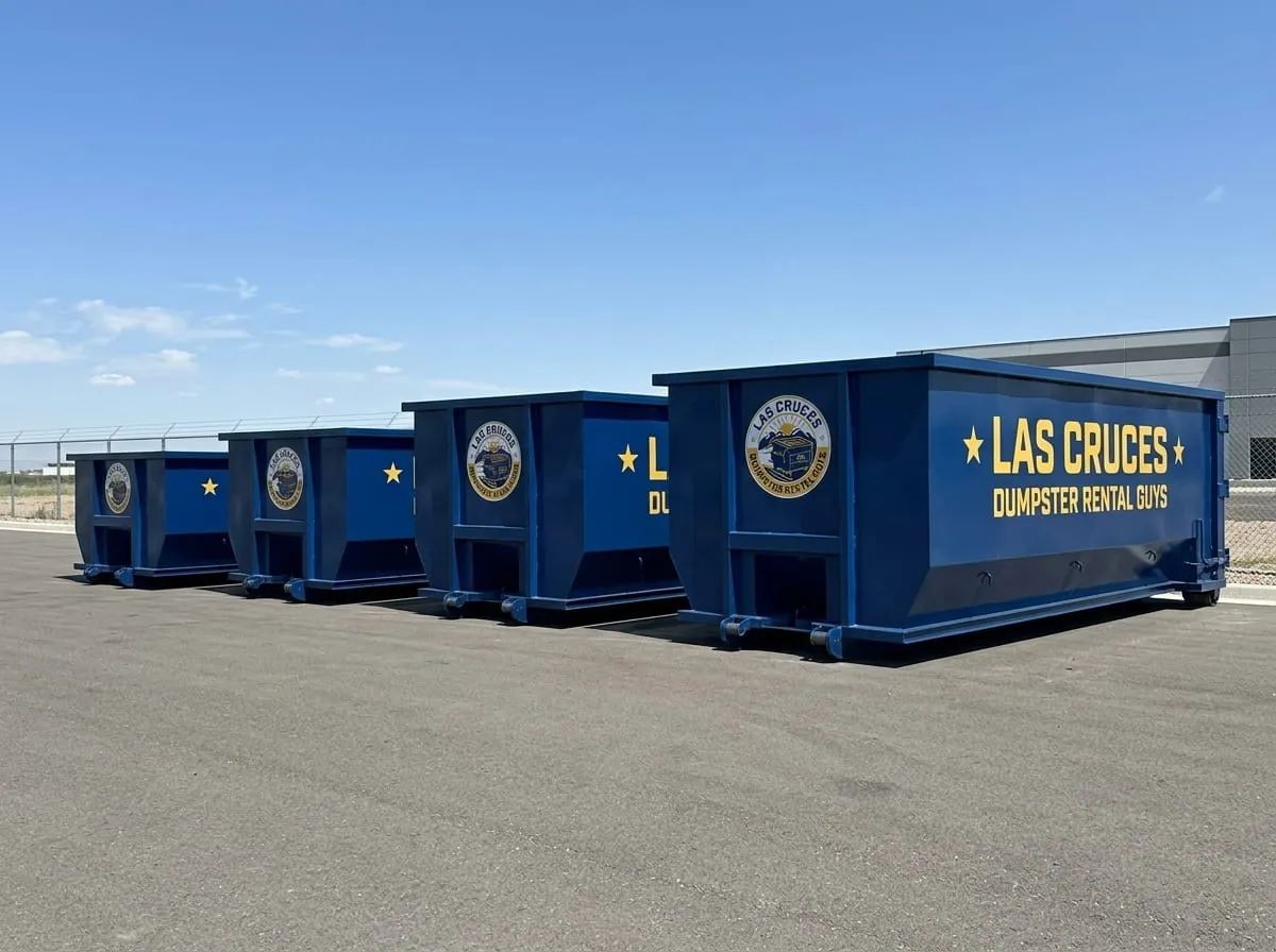 Roll-off dumpster rental in Las Cruces, NM Red roll-off dumpster from Las Cruces Dumpster Rental Guys in Las Cruces, NM